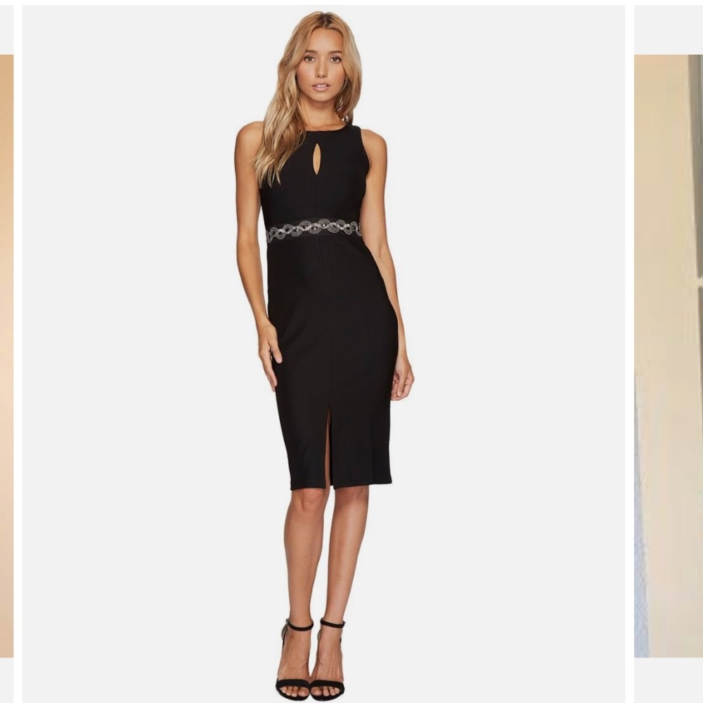 Romeo and Juliet Couture  Black Sleeveless Event Dress Embellished Beading SizeL